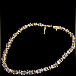 14K Yellow Gold Tanzanite Tennis Bracelet